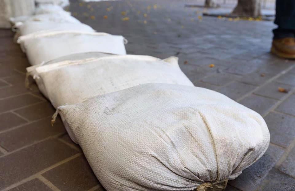 Image of sandbags for storm preparation