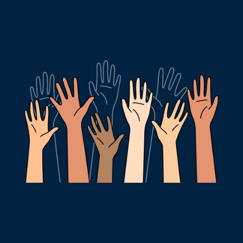Participation Graphic Hands raised image promoting engagement